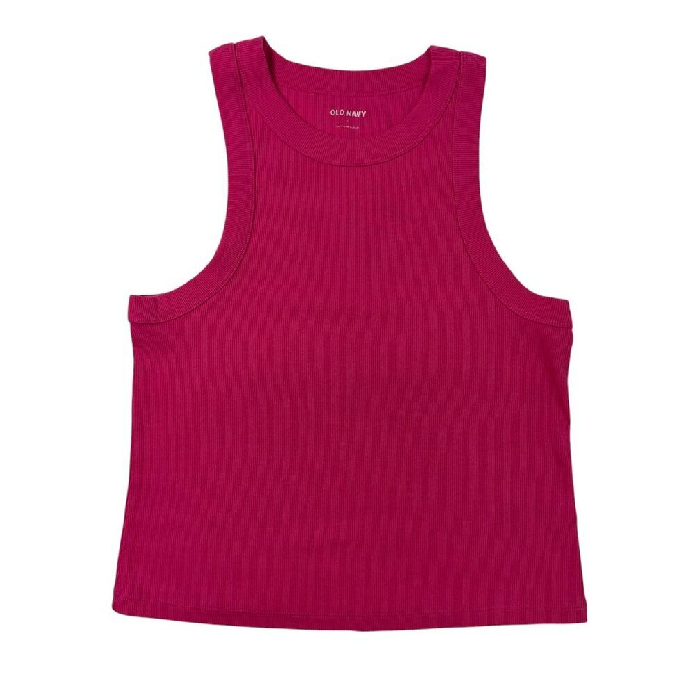 Old Navy Ribbed Tank Top Women’s Size L Fuchsia Stretch Cotton Blend